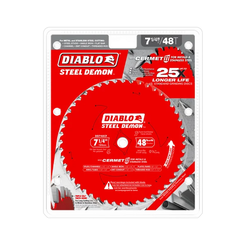 Diablo 7-1/4 x 48-Teeth Steel Demon™ Cermet II Saw Blade for Medium Metal